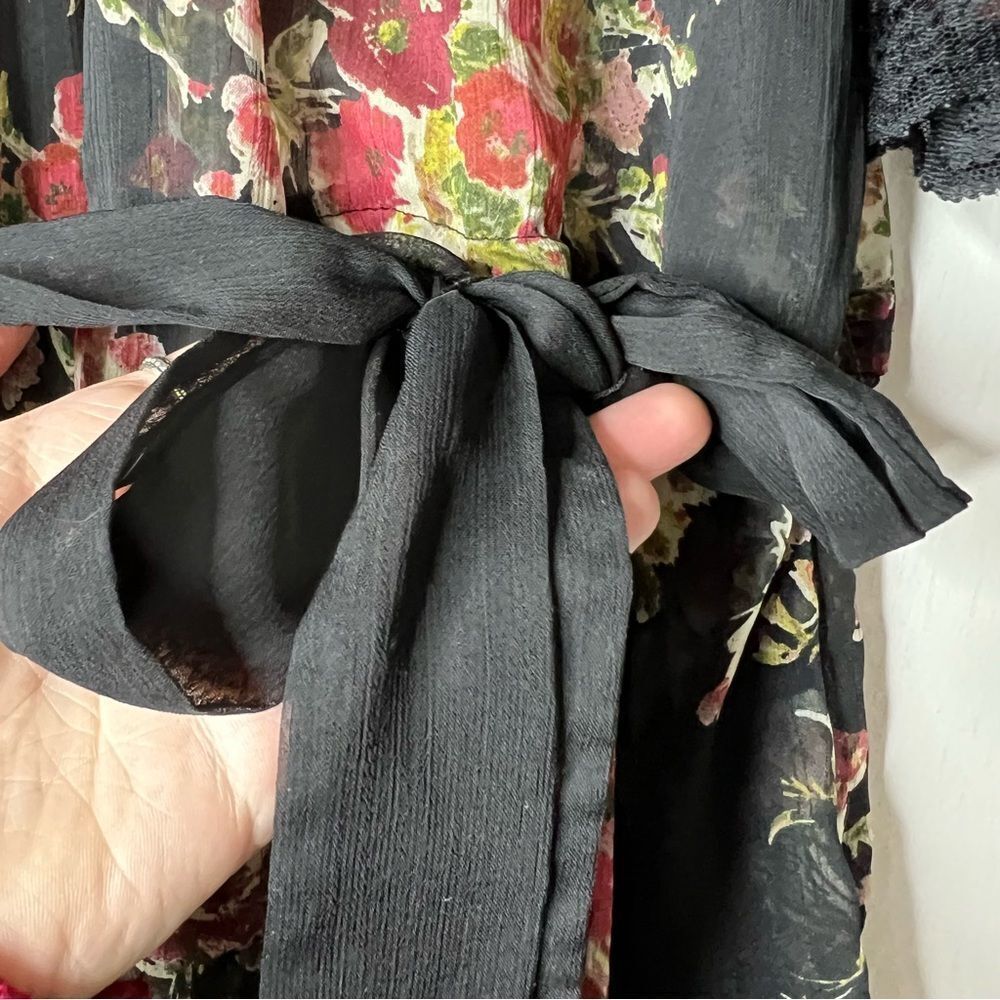 Xhilaration Black Sheer Floral Tunic Dress - Picture 6 of 6